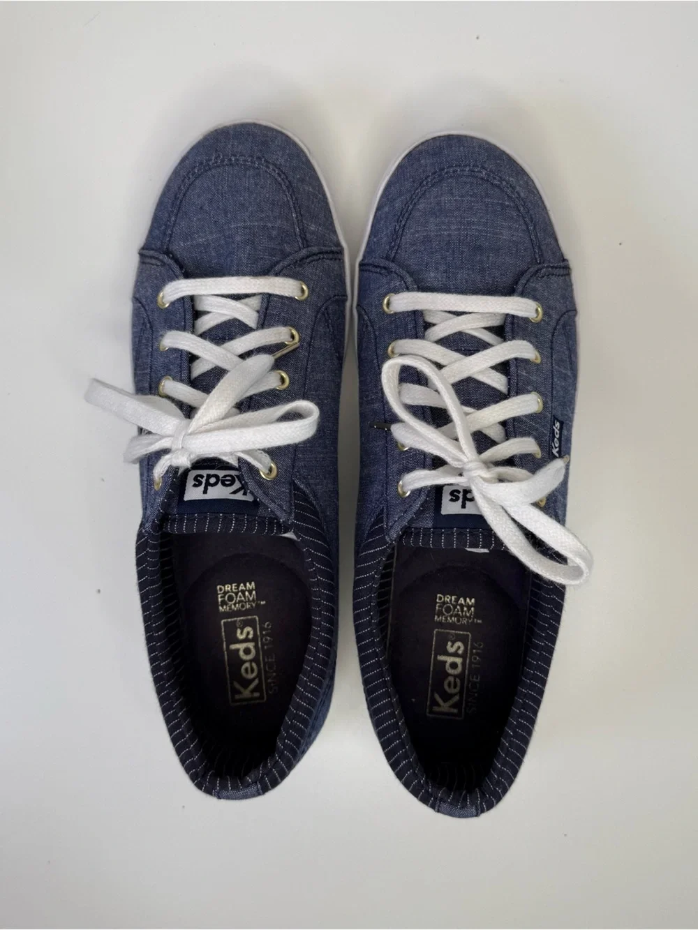 Keds Center III Textile Lace Up Women's Denim Chambray Shoes Sneakers Size 7.5